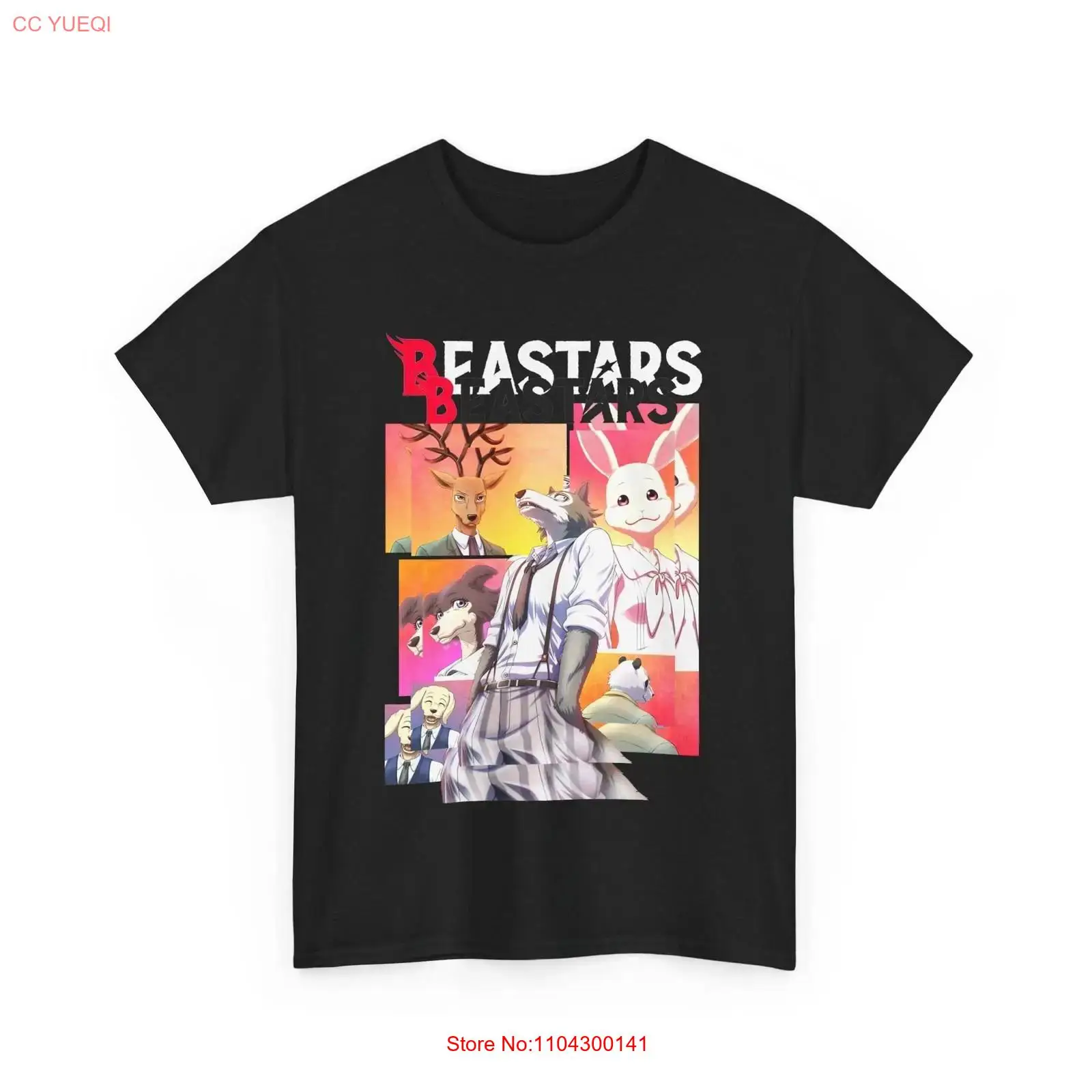 Anime Merchandise Online - Anime Beastars Legoshi 블랙 티셔츠 빈티지
